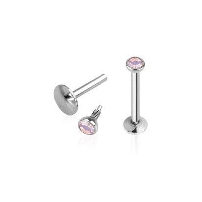 Piercing do brady - labreta, opalit růžový (1,2 x 10 mm)