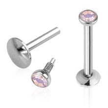 Piercing do brady - labreta, opalit růžový (1,2 x 8 mm) - LB01102-1208P