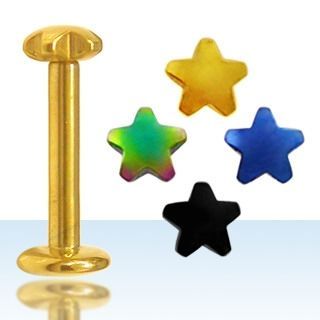 Levně S4U Piercing do brady - labreta hvězdička (zlatá) - LB01153-G