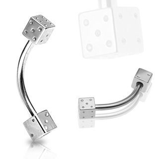 Levně Piercing do obočí - kostky (4 x 4 mm, 1,2 x 10 mm)