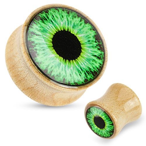 Levně Plug do ucha oko zelené (8 mm) - PL01147-08