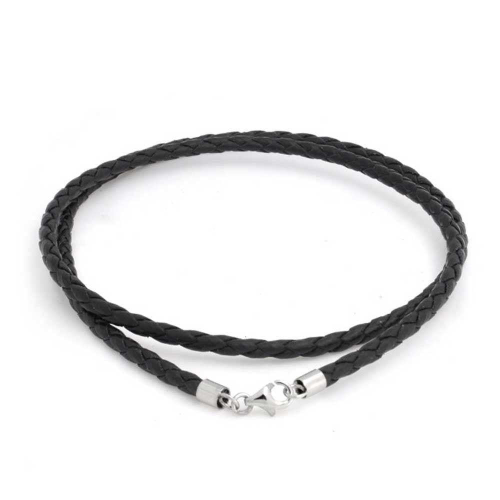 Levně S4U Splétaná kožená šňůrka černá (60 cm) - LR1108-030-60