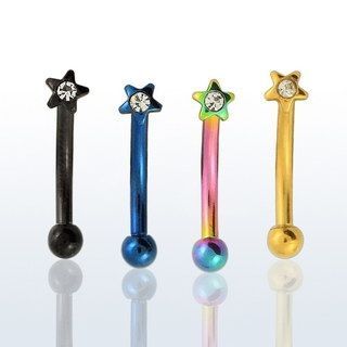 Levně S4U Piercing do obočí - hvězda se zirkonem (černá) - OB01149-K