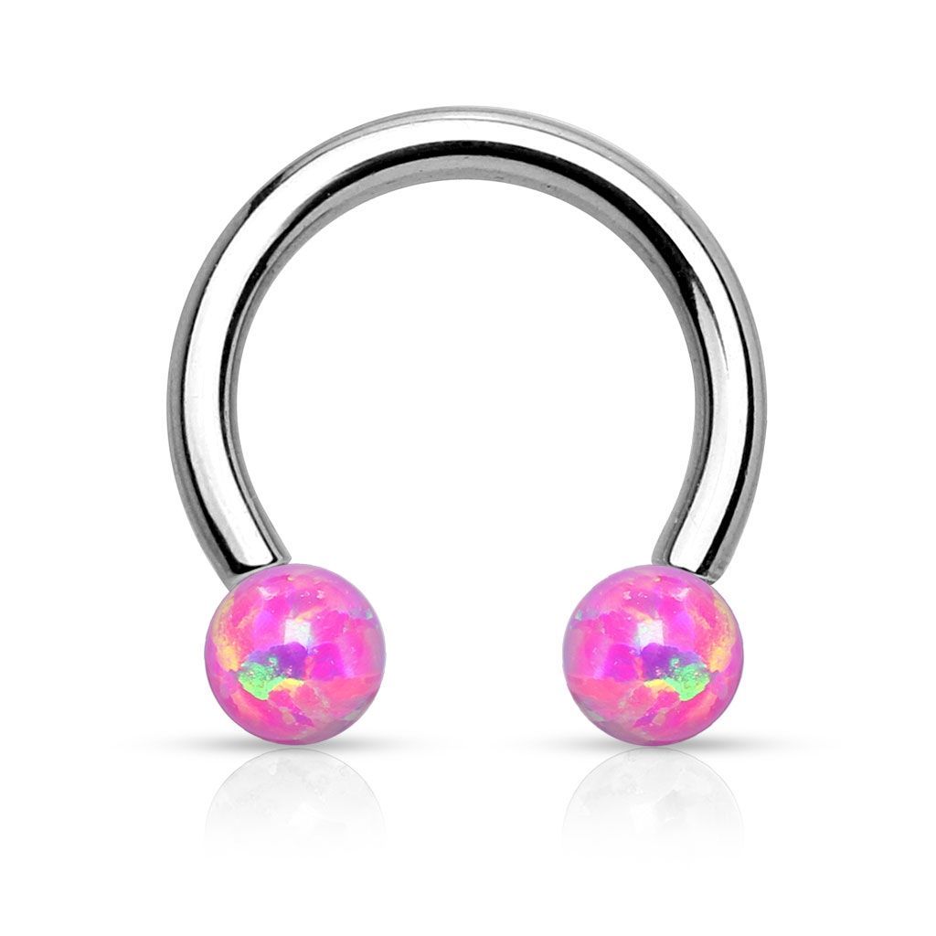 Levně Piercing podkova opál (růžová)