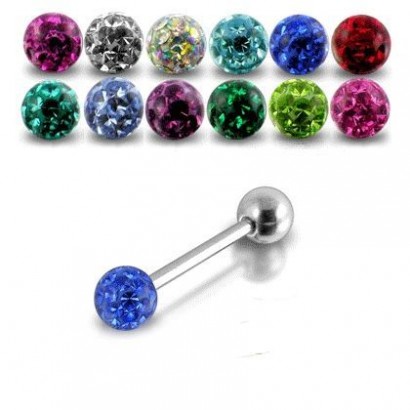 Piercing do jazyka s krystaly Crystals From Swarovski (fialová)