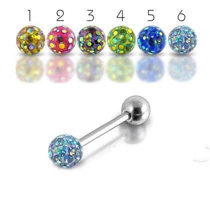 Levně Piercing do jazyka s krystaly Crystals From Swarovski (č. 1) - PJ01211-01