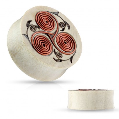 Dřevěný plug do ucha se spirálami (16 mm)