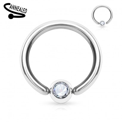 Piercing - kruh, kulička s kamínkem (1,0 x 10 mm)