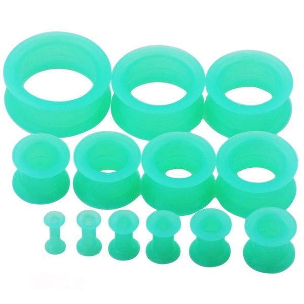 Silikonový tunel do ucha tyrkysový svítící (14 mm) - TN01099-14