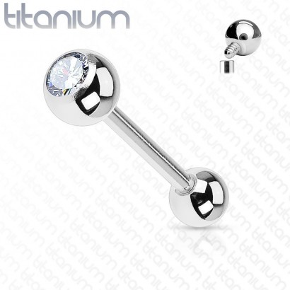 Piercing činka titan zirkon (1,2 x 12 mm, 3 mm kuličky)