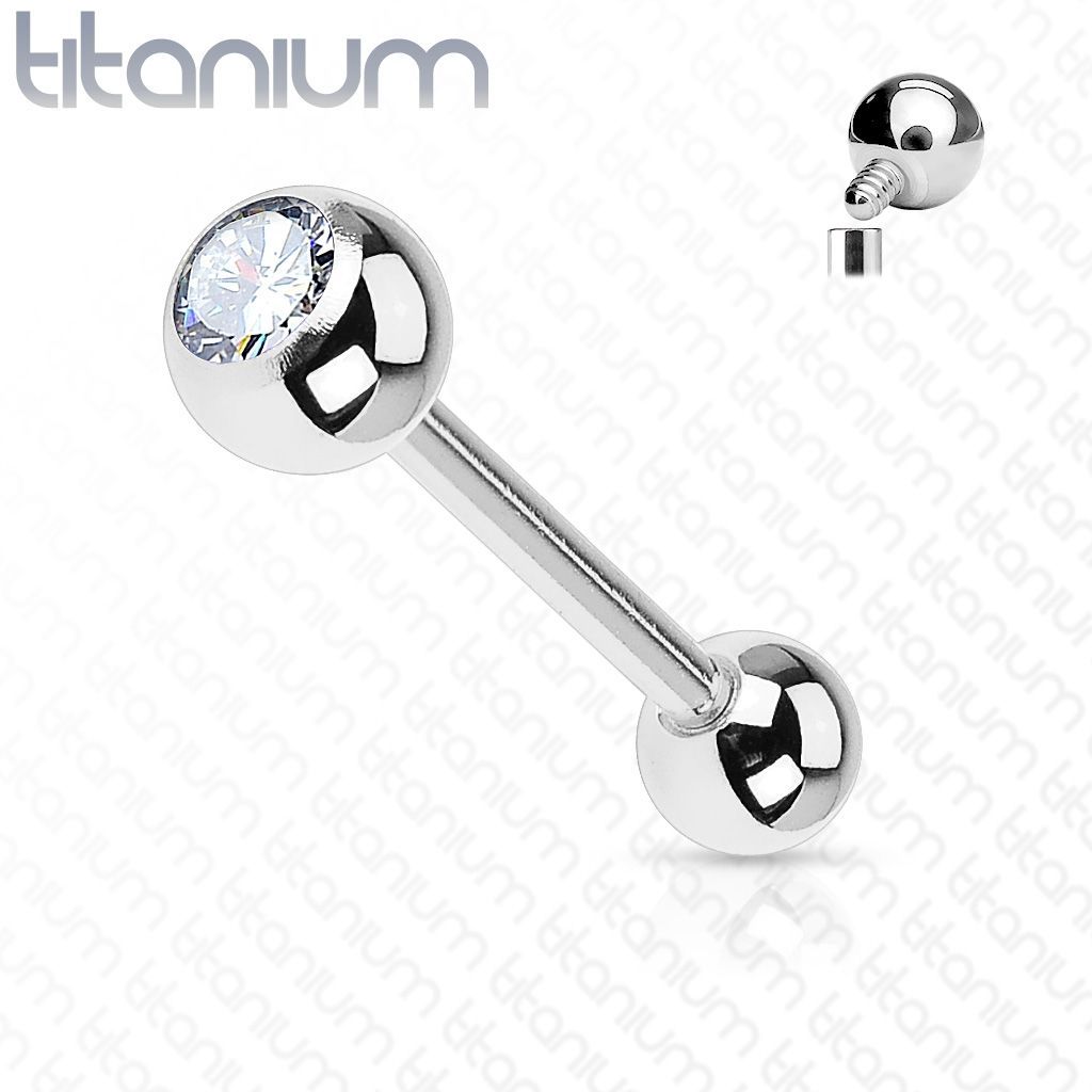 Levně Piercing činka titan zirkon (1,6 x 22 mm, 5 mm kuličky) - TIT1008-16225