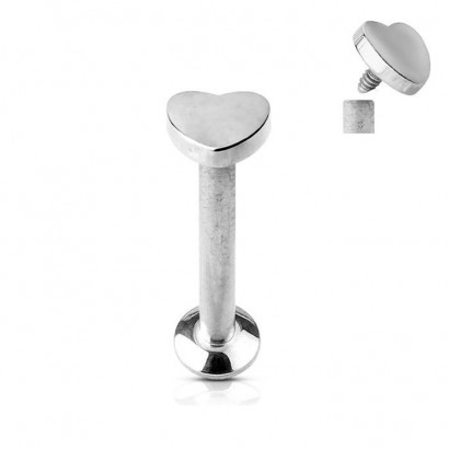 Piercing do brady - labreta, srdíčko (1,2 x 8 mm)