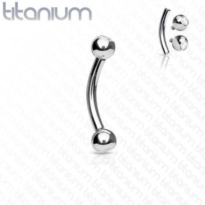 Piercing banánek vnitřní závit, zirkon - TITAN (1,2 x 6 mm)