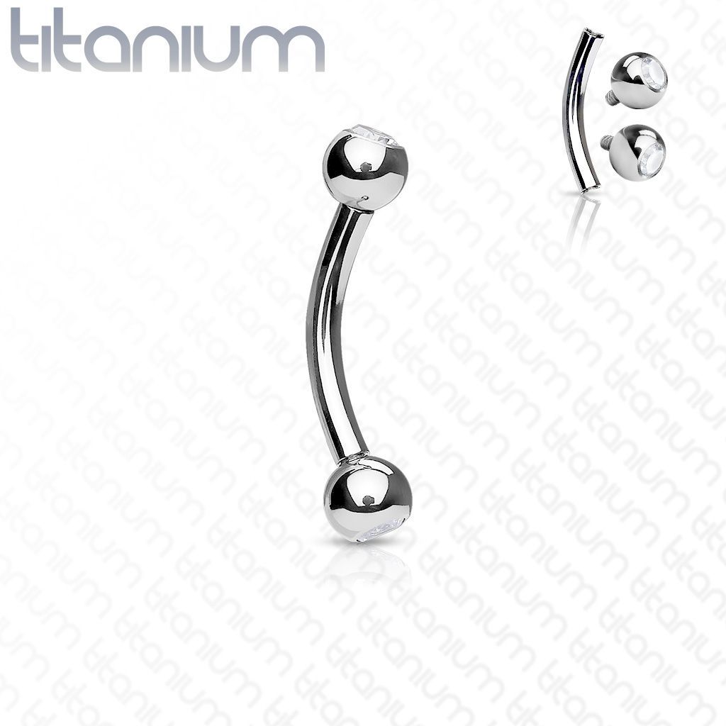 Levně S4U Piercing banánek vnitřní závit, zirkon - TITAN (1,6 x 10 mm) - TIT1011-16104