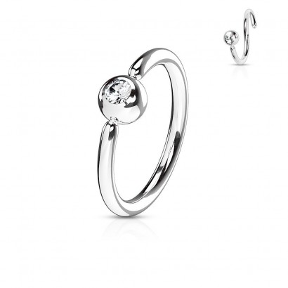 Piercing - kruh, kulička se zirkonem (1,2 x 6 mm)