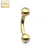 Zlatý piercing do obočí, Au 585/1000 (0,39 g, 1,2 x 8 mm)