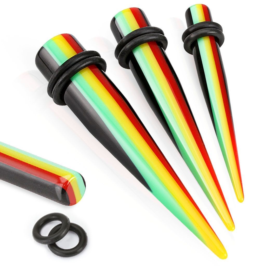Levně Akrylátový roztahovák do ucha - RASTA vzor (6 mm) - EP1014-06