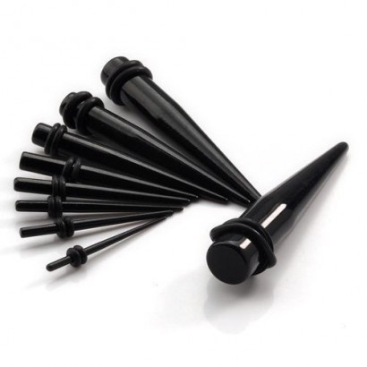 Akrylátový roztahovák do ucha černý (12 mm)