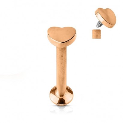 Piercing do brady - labreta, zlacené srdíčko (1,2 x 4 mm)