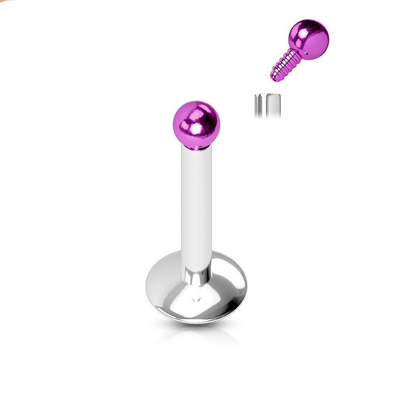 Levně Piercing do brady, fialová kulička (1,2 x 6 mm) - LB01082A-1206