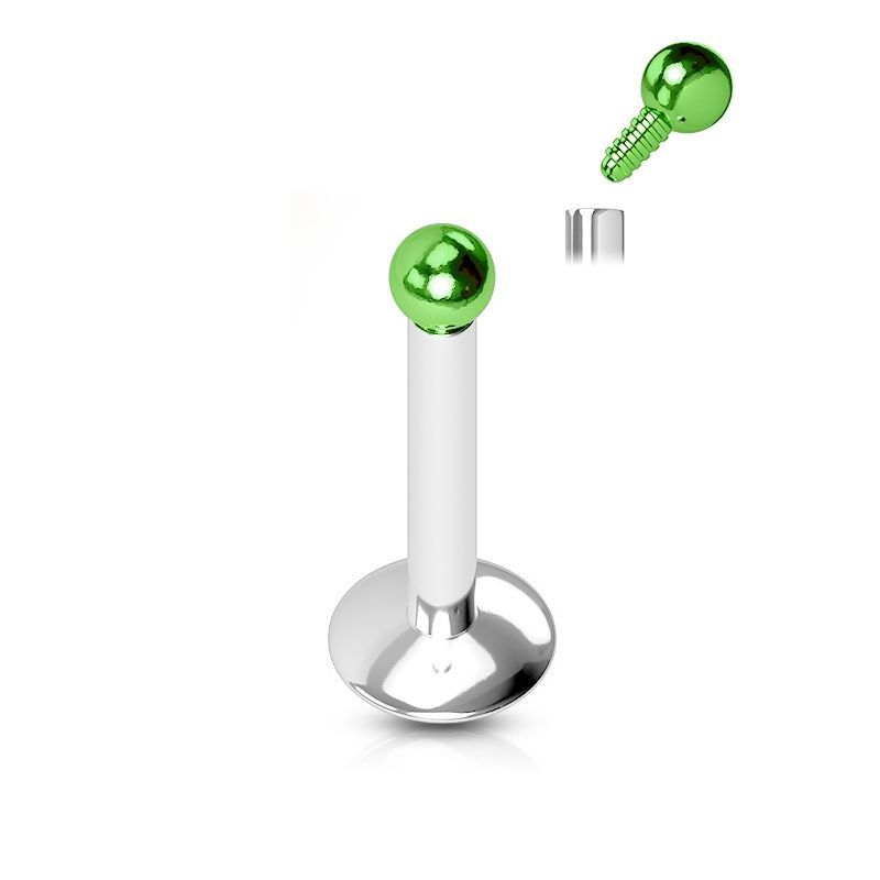 Levně Piercing do brady, zelená kulička (1,2 x 6 mm) - LB01082G-1206