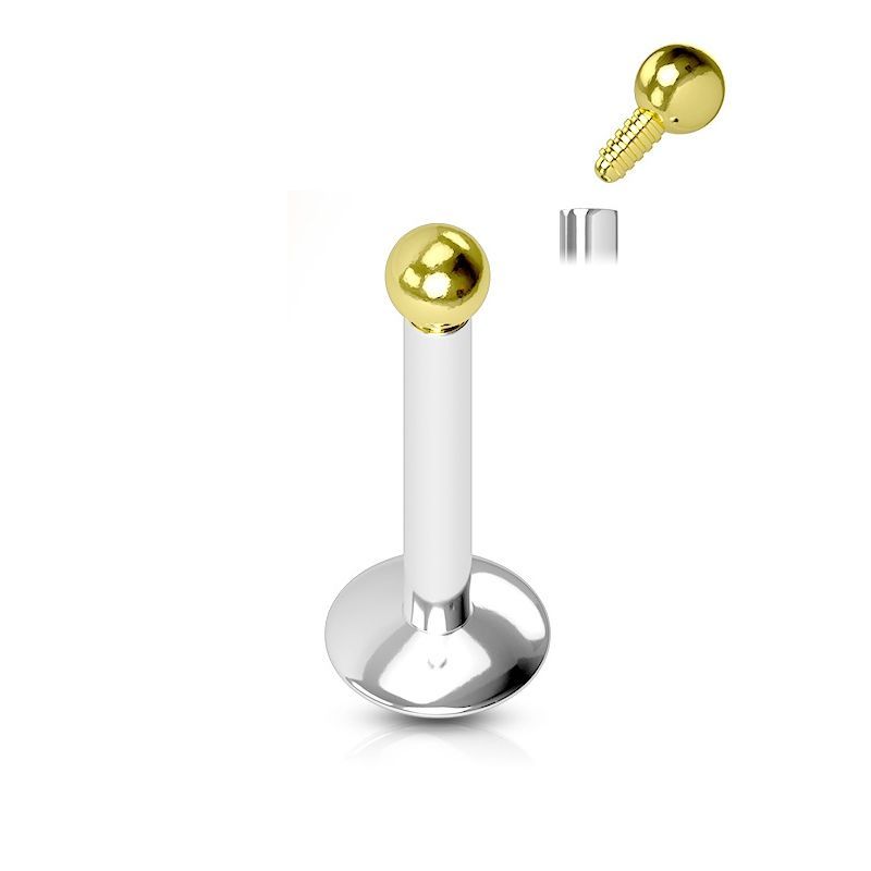 Levně Piercing do brady, zlatá kulička (1,2 x 8 mm) - LB01082GD-1208