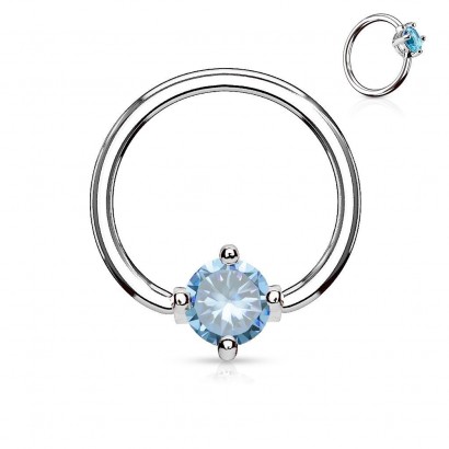 Piercing - kruh s kamínkem (tyrkysová)