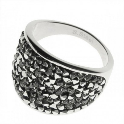 Ocelový prsten s krystaly Crystals from Swarovski®, LIGHT CHROME (53)