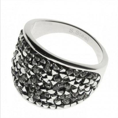 Ocelový prsten s krystaly Crystals from Swarovski®, LIGHT CHROME (56)