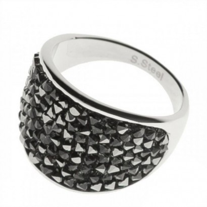 Ocelový prsten s krystaly Crystals from Swarovski®, GREY METALISEÉ (56)