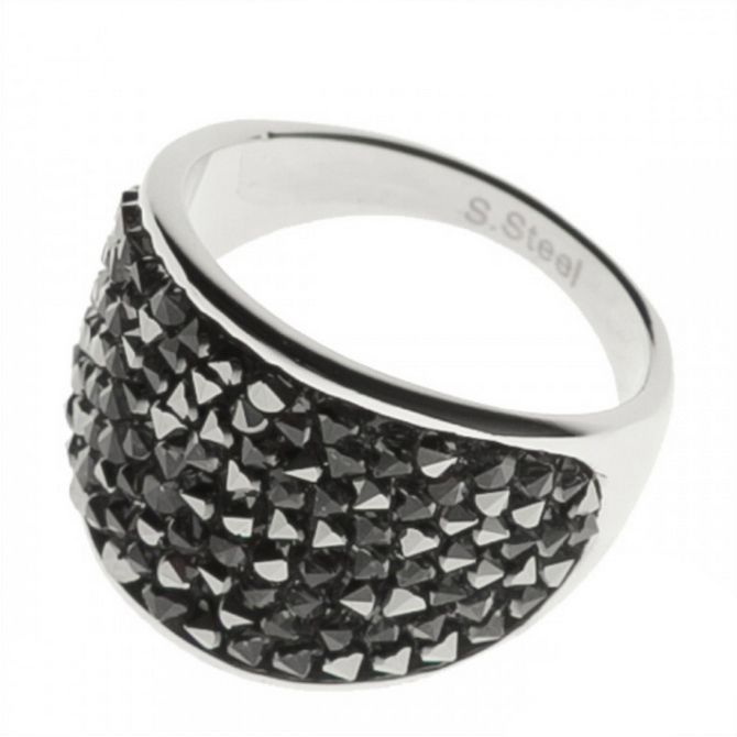 AKTUAL Ocelový prsten s krystaly Crystals from Swarovski, GREY METALISEÉ (56) - LV1001-GME-56