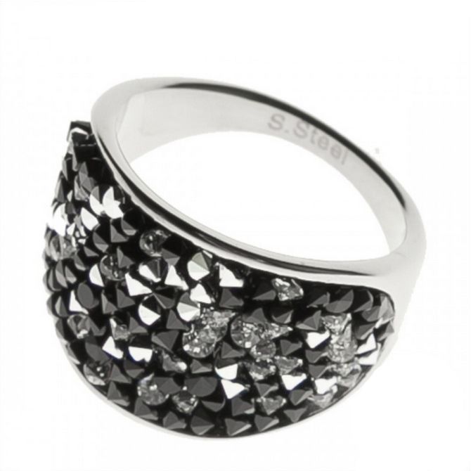 AKTUAL Ocelový prsten s krystaly Crystals from Swarovski, PEPPER (56) - LV1001-PEP-56