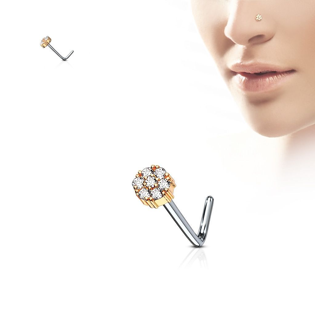 Levně S4U Zahnutý piercing do nosu (růžové zlato) - N0080-RDC