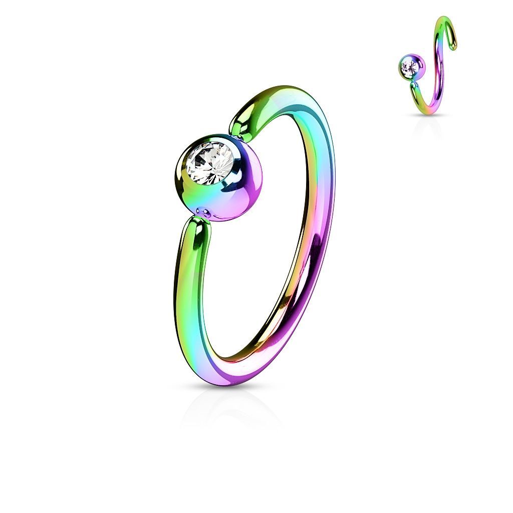 Levně S4U Piercing - duhový kruh, kulička 3 mm (1,2 x 8 mm) - K1020-12083