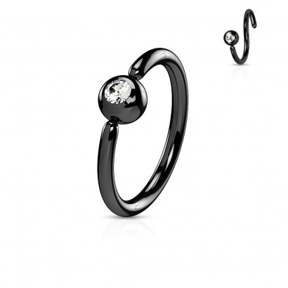 Piercing - černý kruh, kulička 3 mm (1,2 x 8 mm)