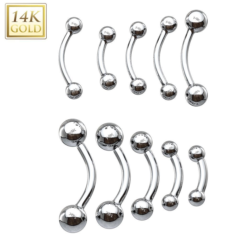 Zlatý piercing do obočí - kuličky, Au 585/1000 (1,41 g, 1,2 x 10 mm) - ZL01107-1210-WG
