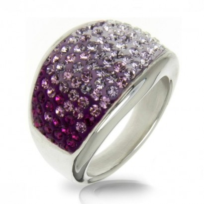 Ocelový prsten s krystaly Crystals from Swarovski®, AMETHYST (53)