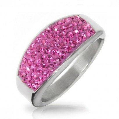Ocelový prsten s krystaly Crystals from Swarovski®, ROSE (53)