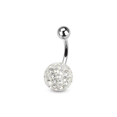 Piercing do pupíku s kamínky Crystals From Swarovski® CRYSTAL (1,6 x 10 mm)
