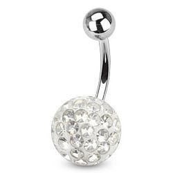 Levně S4U Piercing do pupíku s kamínky Crystals From Swarovski CRYSTAL (1,6 x 10 mm) - BS01015C-10