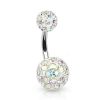 Piercing do pupíku zdobený krystaly Swarovski® (červená, 1,6 x 10 mm)