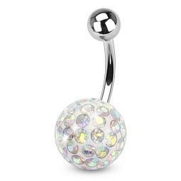 Levně S4U Piercing do pupíku s kamínky Crystals From Swarovski AB (1,6 x 10 mm) - BS01015AB-10