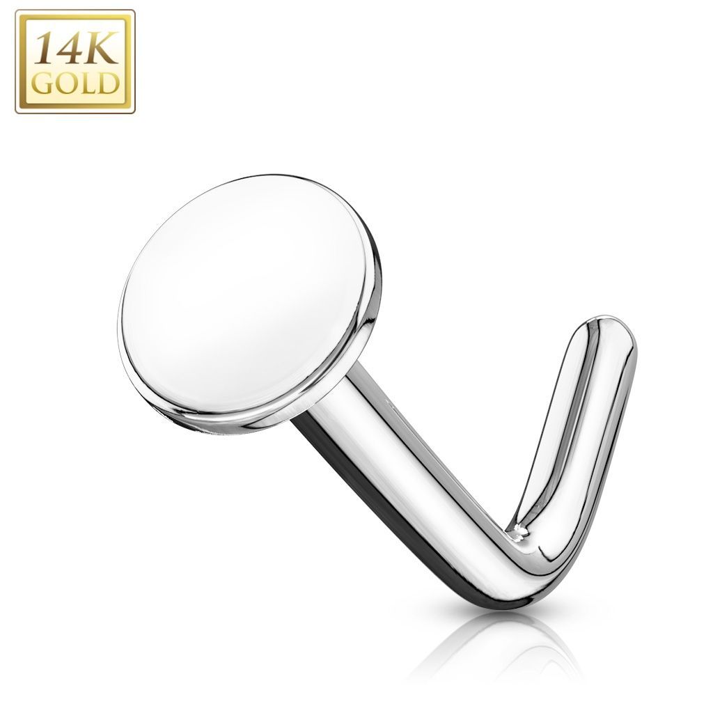Levně Zlatý piercing do nosu s placičkou, Au 585/1000 - ZL01028-WG