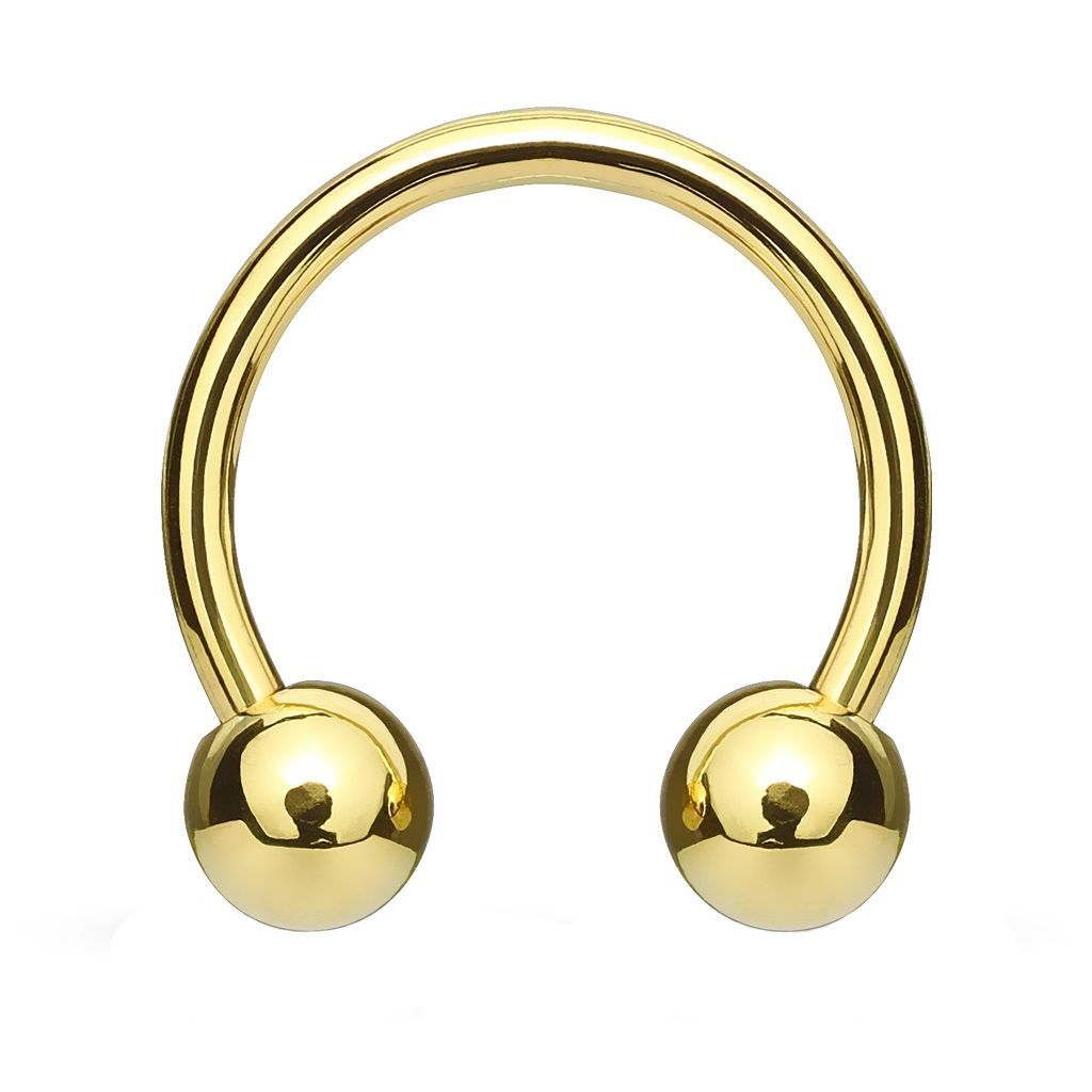 Levně S4U Piercing podkova, barva žluté zlato (1,2 x 10 mm, kuličky 4 mm) - PV1001GD-121044