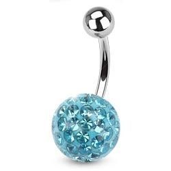 Levně S4U Piercing do pupíku s kamínky Crystals From Swarovski AQUA (1,6 x 10 mm) - BS01015Q-10