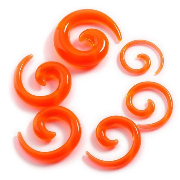 S4U Roztahovák do ucha - spirála průhledná oranžová (3 mm) - EP1022-03