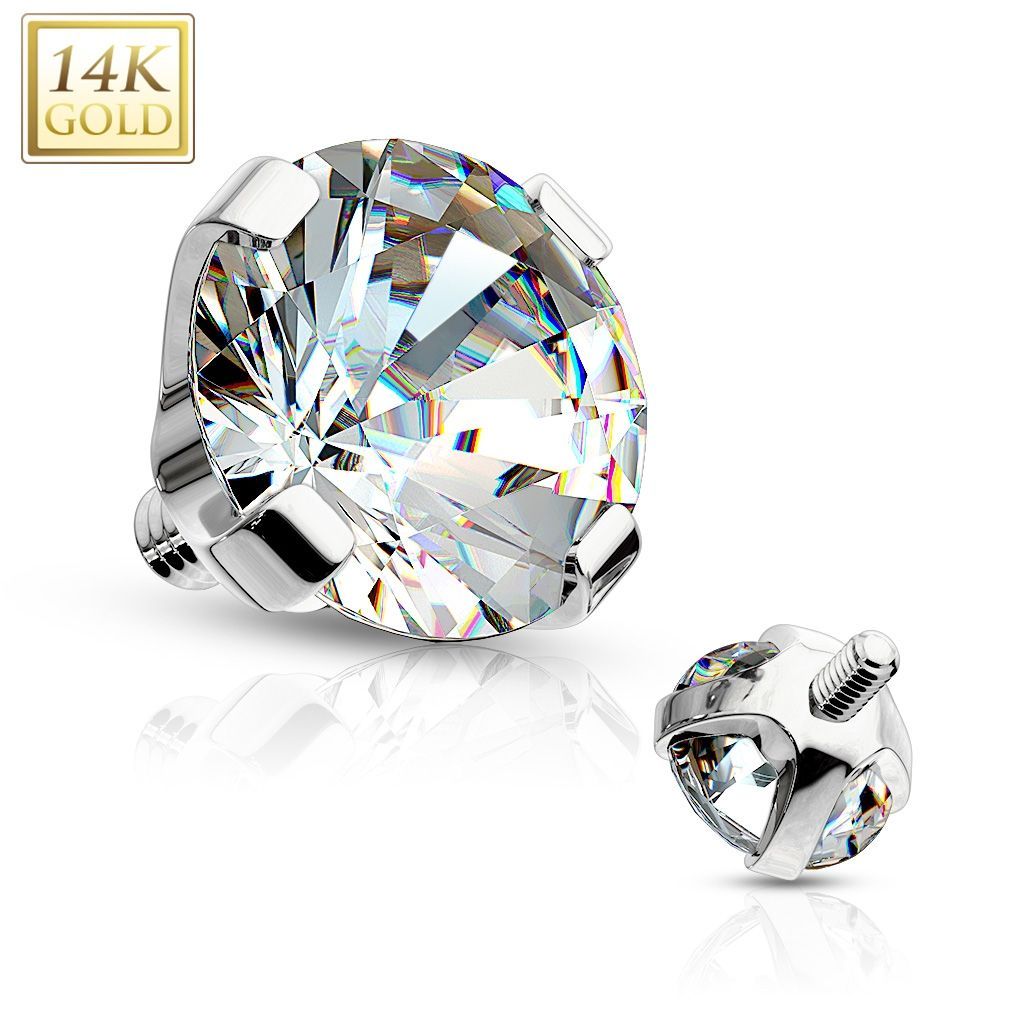 Zlatý piercing - dermál zirkon, Au 585/1000 (0,13 g, 3 mm) - ZL01050-03-WG