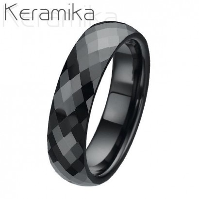 Keramický prsten černý, šíře 6 mm (50)
