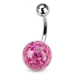 Levně S4U Piercing do pupíku s kamínky Crystals From Swarovski ROSE (1,6 x 8 mm) - BS01015P-08