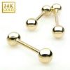 Zlatý piercing činka, tyčka 1,2 mm - Au 585/1000 (0,42 g, 3 mm, 1,2 x 6 mm)